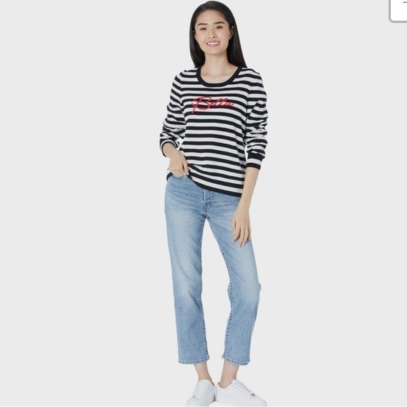 BCBGENERATION striped long sleeve sweater black white Sz XS - Picture 3 of 11